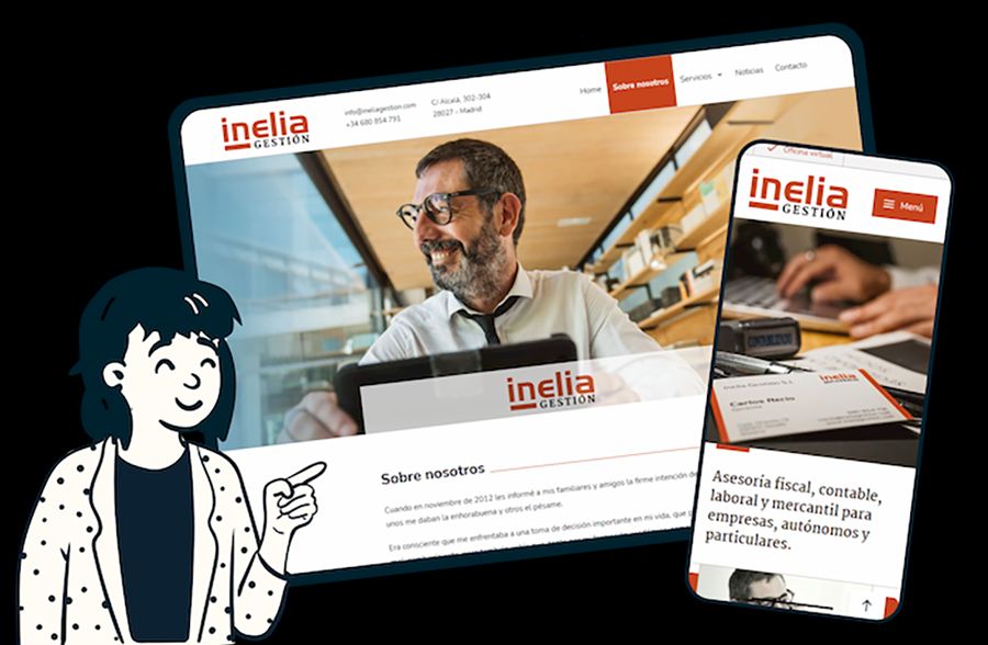 Screenshot von ineliagestion.com auf Desktop und Handy